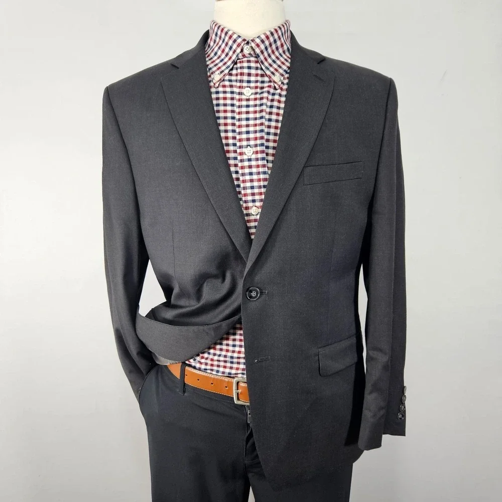 Calvin Klein‎ Men's Sport Coat Blazer Two Button Charcoal Black Wool Size 40S